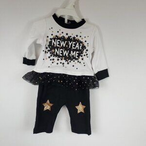 Way To Celebrate New Years Baby Girl Black White 2 Piece Set New Years Sz 0-3M